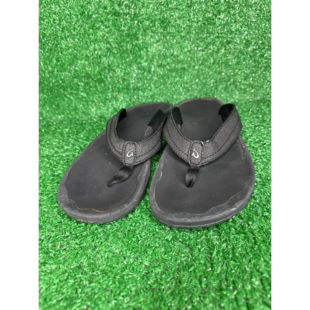 Olukai Ohana Sandals Womens 10 Black Flip Flop Thong Pool Beach Shoes